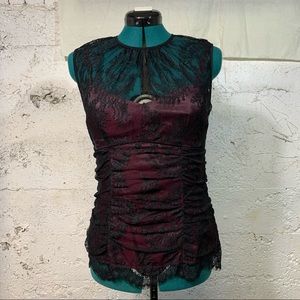 Lace covered camisole top